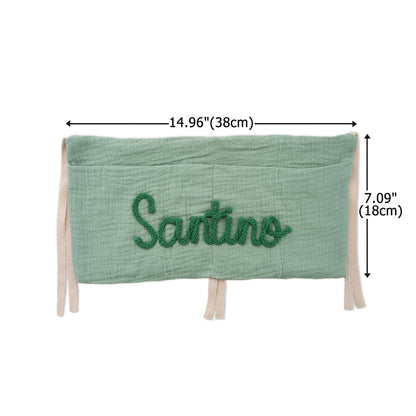 Personalized Soft Cotton Linen Hanging Storage Bag with Knit Name Car Seat Organizer & Crib Nursery Storage Decor Baby Shower Gift for Kids