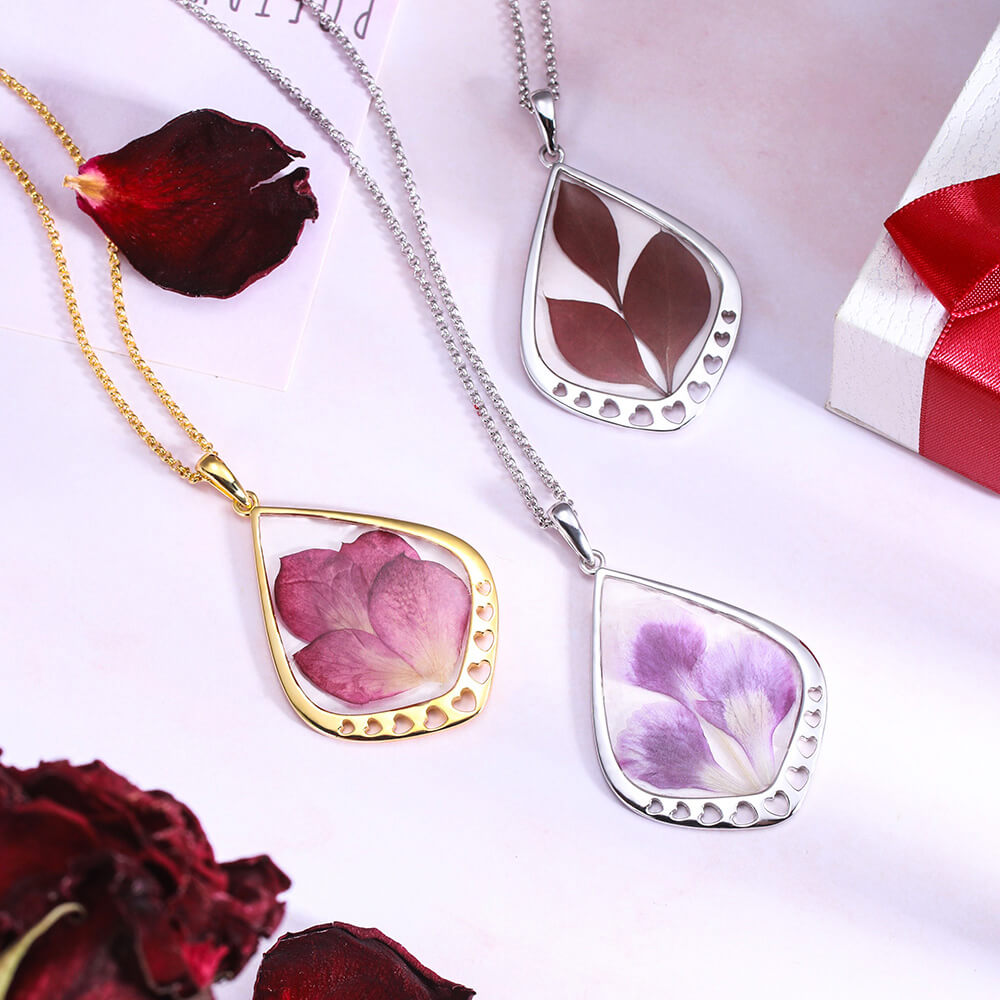 Birth Month Dried Flower Drop Necklace
