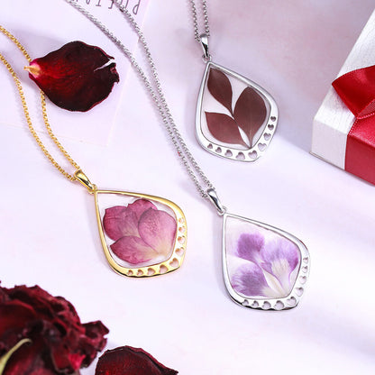 Birth Month Dried Flower Drop Necklace