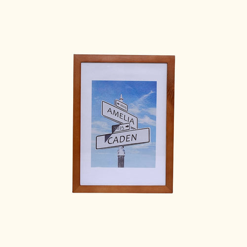 5 Year Anniversary Wood Frame Street Sign Painting with Double Names & Date