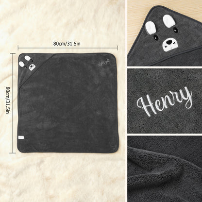 Personalized Cute Moose Animal Hooded Embroidered Soft Throw Blanket with with Name Daily Use Birthday Baby Shower Gift for New Moms Babies