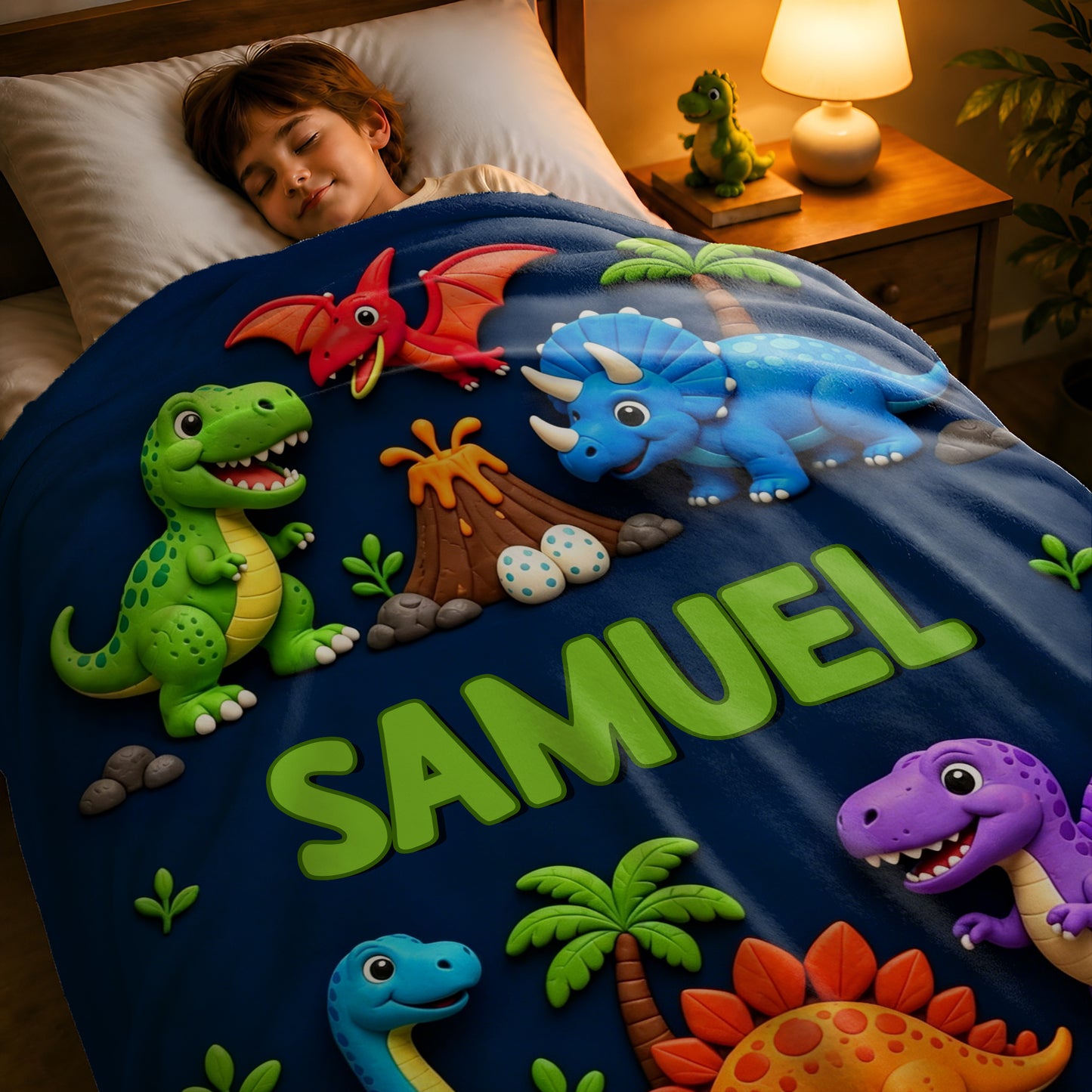 Personalized Cute Woodland Animal Truck Fantasy Cartoon Theme Design Soft Throw Blanket with Name Room Decor  Daily Use Birthday Gift for Kids