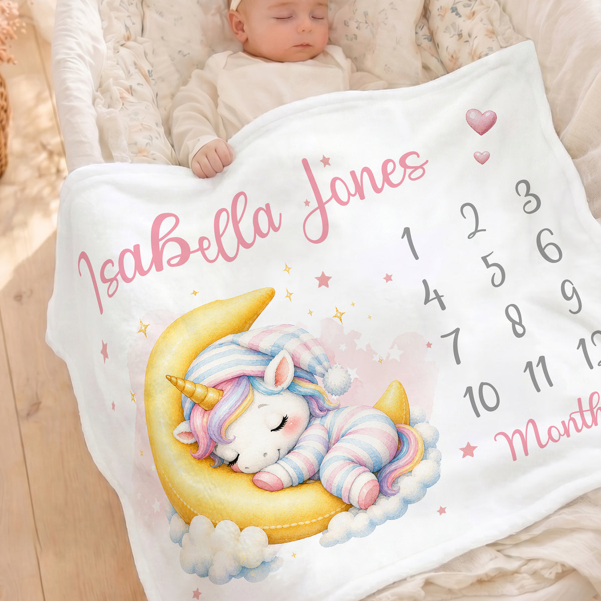 Personalized Cartoon Animal Cloud Star Pattern Soft Throw Blanket with Name Home Decor Baby Shower Birthday Gift for Newborns New Moms