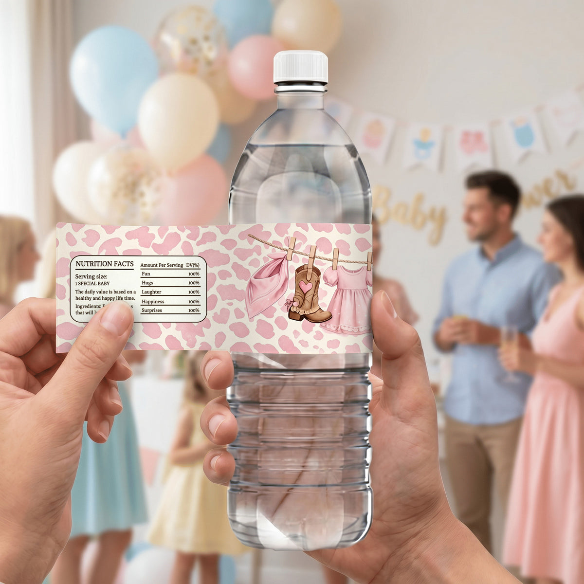 Personalized Leopard Print Baby Nutrition Facts Waterproof Water Bottle Labels Stickers with Name Set of 20  Baby Shower Party Gift for New Parents