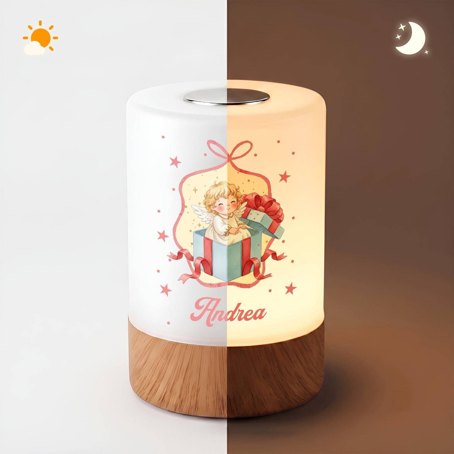 Personalized Holy Infant Angel Dimmable Touch USB Rechargeable Night Light with Name Bedroom Decor Birthday Christmas Anniversary Gift for Children