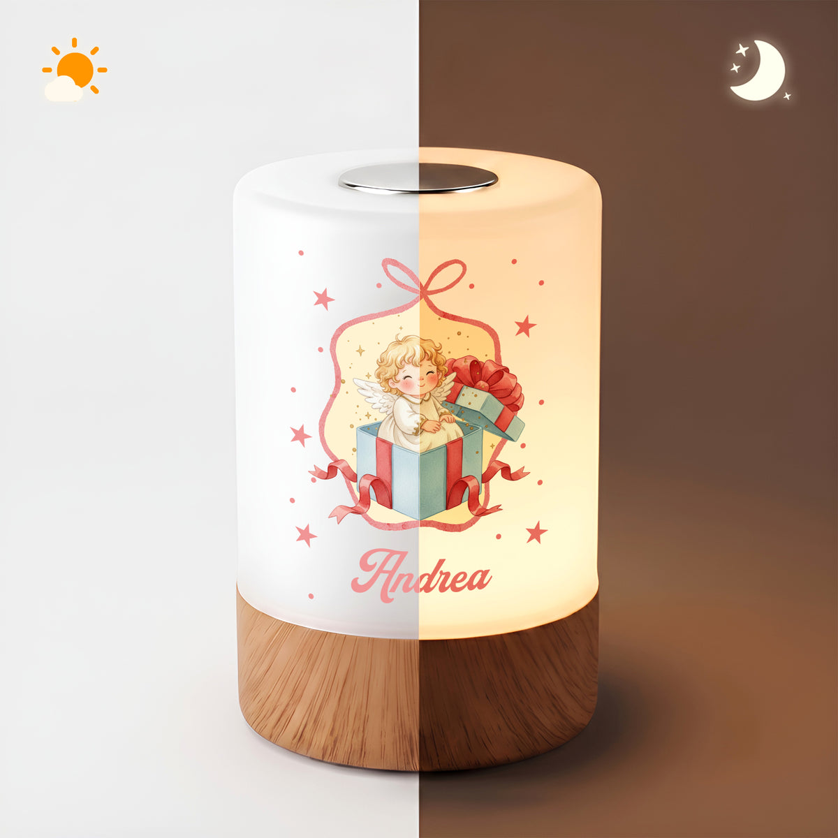 Personalized Holy Infant Angel Dimmable Touch USB Rechargeable Night Light with Name Bedroom Decor Birthday Christmas Anniversary Gift for Children