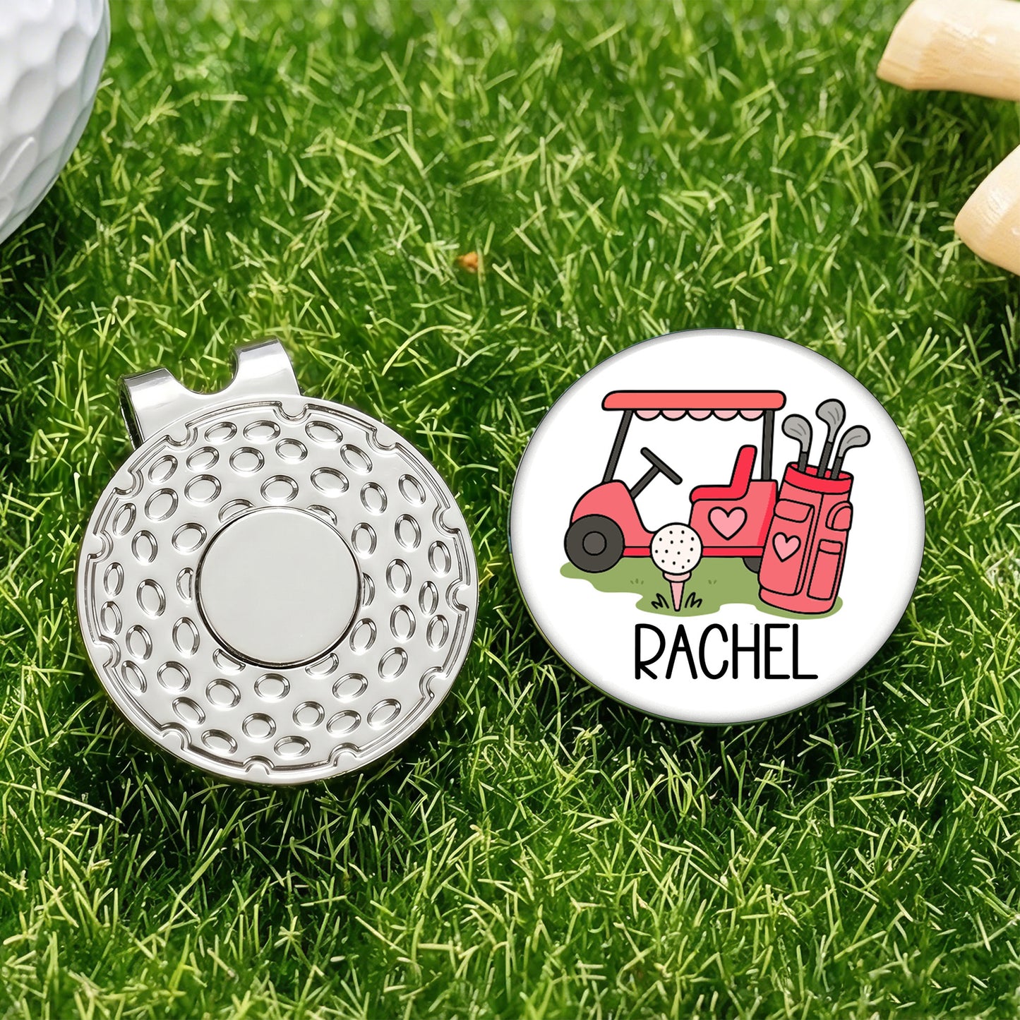 Personalized Golf Cart Golf Ball Marker Magnetic Hat Clip with Name Birthday Game Day Gift for Golf Player