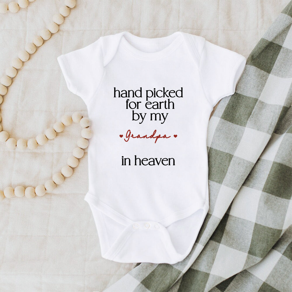 Hand Picked for Earth by My Loved One in Heaven - Personalized 100% Cotton Baby Bodysuit Kid T-shirt