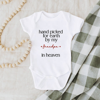 Hand Picked for Earth by My Loved One in Heaven - Personalized 100% Cotton Baby Bodysuit Kid T-shirt