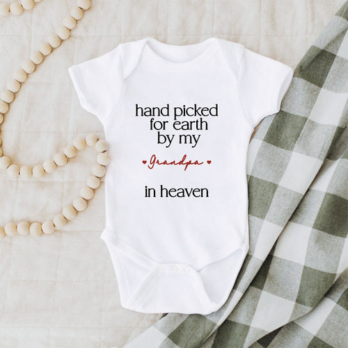 Hand Picked for Earth by My Loved One in Heaven - Personalized 100% Cotton Baby Bodysuit Kid T-shirt