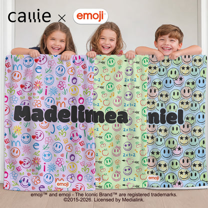 Personalized Playful emoji Soft Throw Blanket with Name Home Decor Birthday Gift for Friends Kids Family | Callie × emoji ™