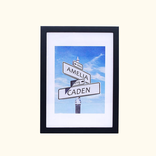 Anniversary Wedding Street Sign Art with Double Names & Date