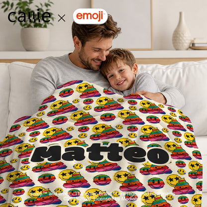 Personalized Playful emoji Soft Throw Blanket with Name Home Decor Birthday Gift for Friends Kids Family | Callie × emoji ™