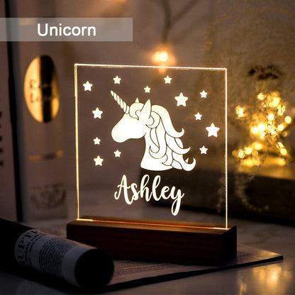Personalized Fantasy Unicorn Night Light for Children Engraved Name