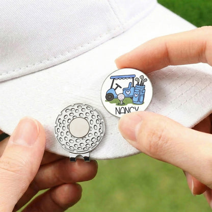 Personalized Golf Cart Golf Ball Marker Magnetic Hat Clip with Name Birthday Game Day Gift for Golf Player