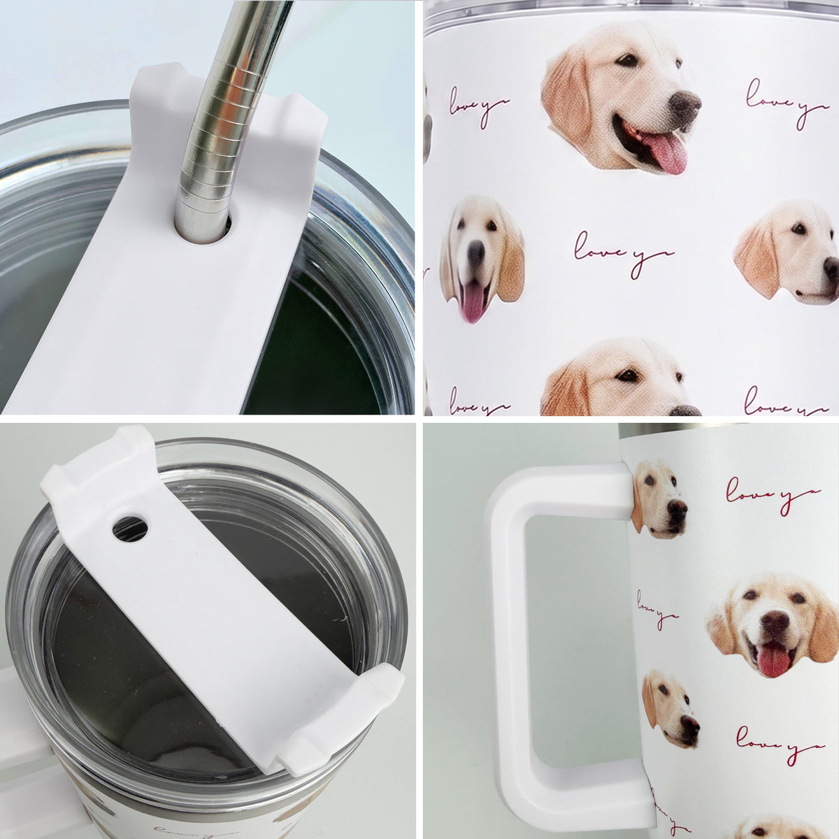 Personalized Cute 1-8 Face Photos 20 oz 40 oz Tumbler with Text and Straw Travel Accessories Birthday Gift for Family Friends