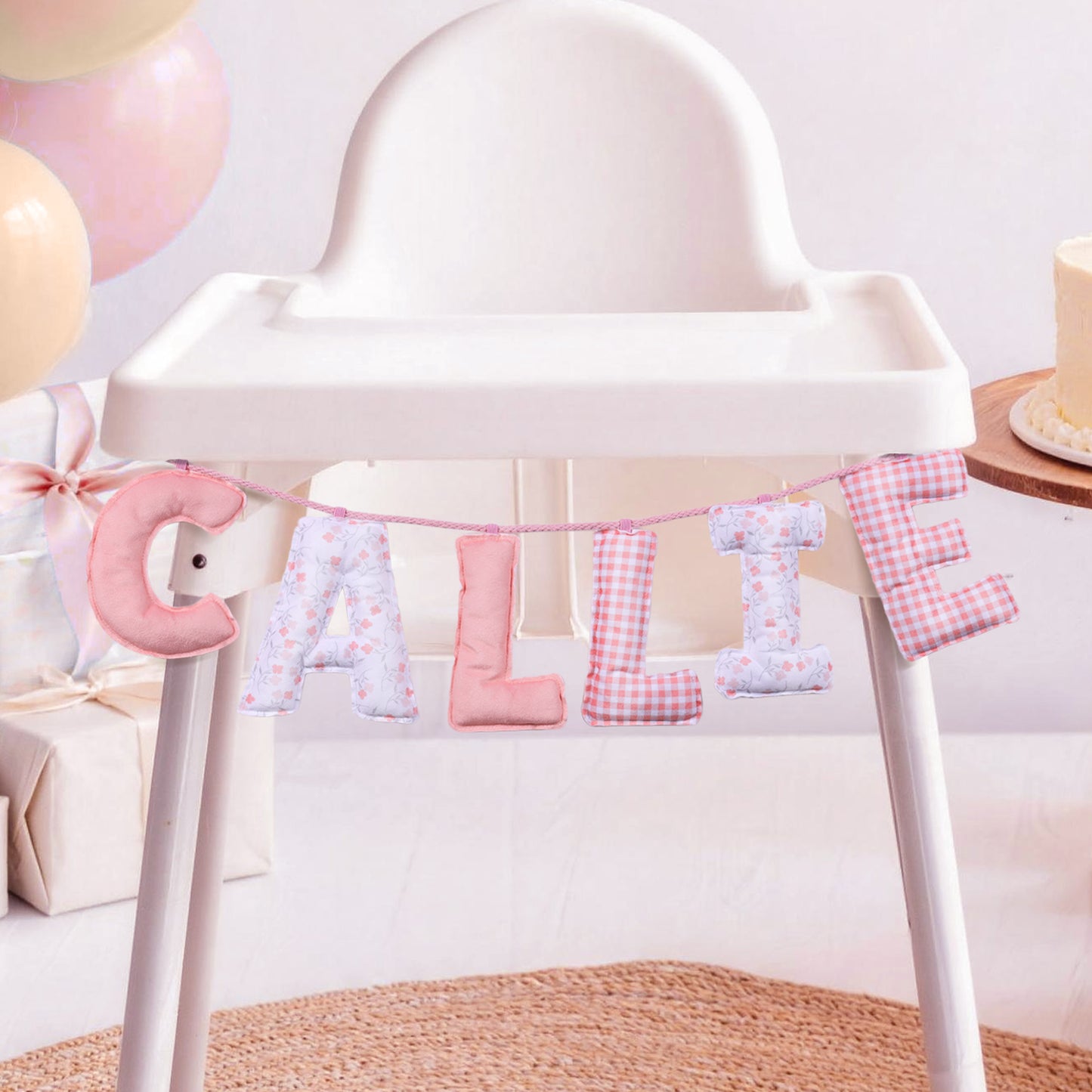 Personalized Floral Striped Letter Cozy Banner Decoration with Name Nursery Decor Baby Shower Baby Announcement Gift for Baby New Parent