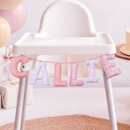 Personalized Floral Striped Letter Cozy Banner Decoration with Name Nursery Decor Baby Shower Baby Announcement Gift for Baby New Parent