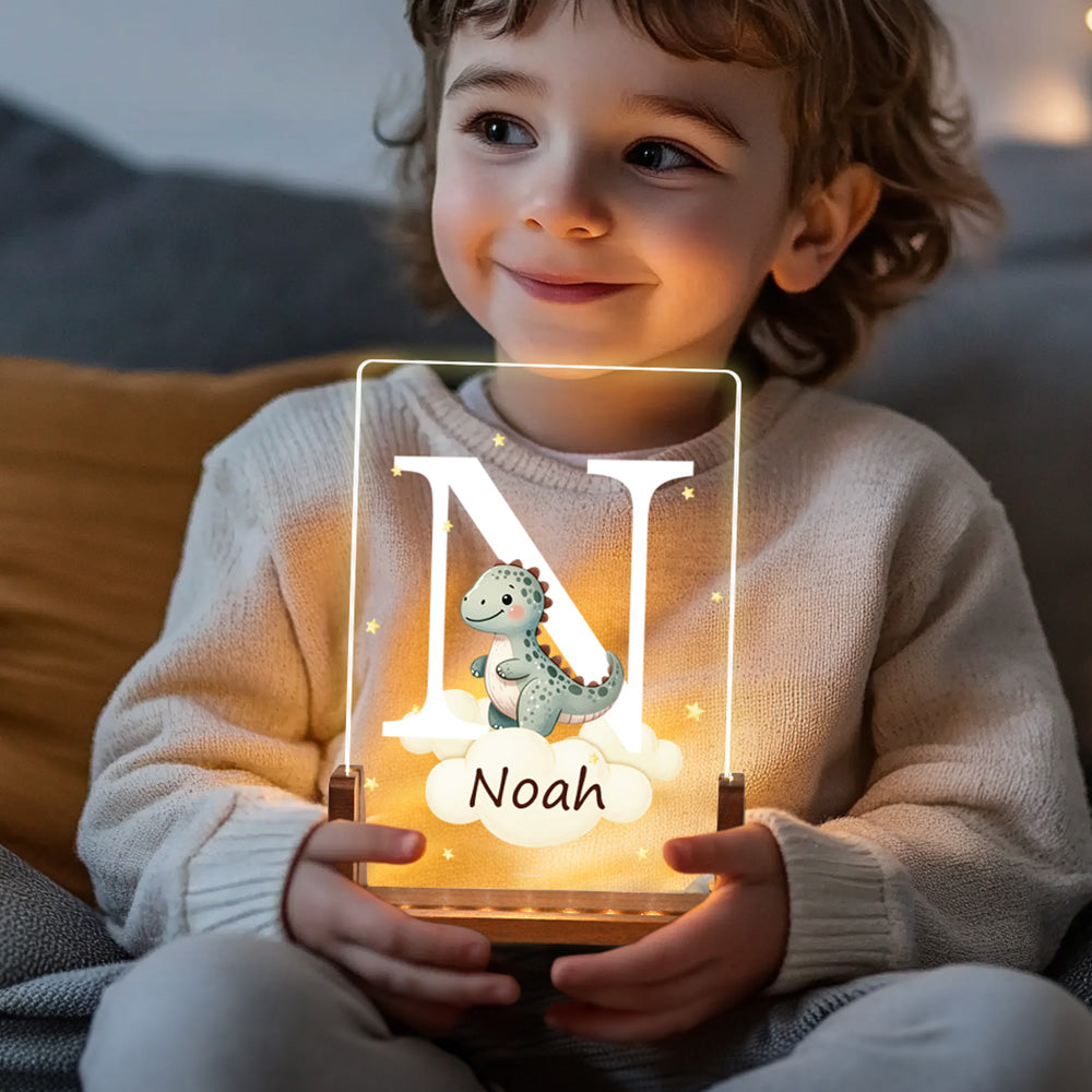 Personalized Animal LED Night Light with Name Acrylic Bedroom Lamp for Kids