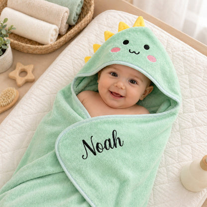 Personalized Cute Moose Animal Hooded Embroidered Soft Throw Blanket with with Name Daily Use Birthday Baby Shower Gift for New Moms Babies