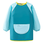 Personalized Cute Dinosaur Paint Waterproof Long Sleeve Apron with Name Text and Pocket Outdoor Activity Birthday Gift for Kids Students - CALLIE