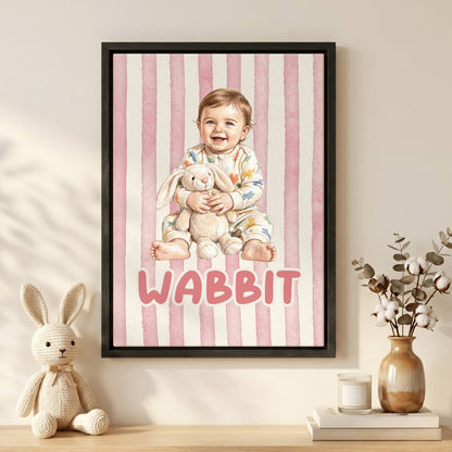 Personalized Baby First Word Mispronunciation Canvas Poster Frameless Framed Painting with Photo and Text Birthday Gift for Toddlers New Parents
