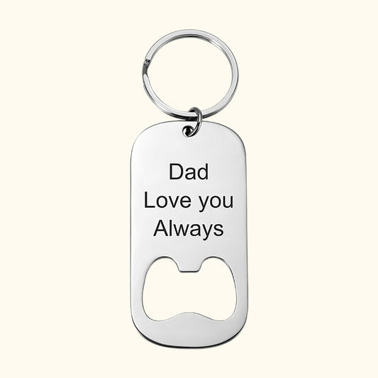 Personalized Bottle Opener Keychain with Text Father's Day Gift for Dad Grandpa