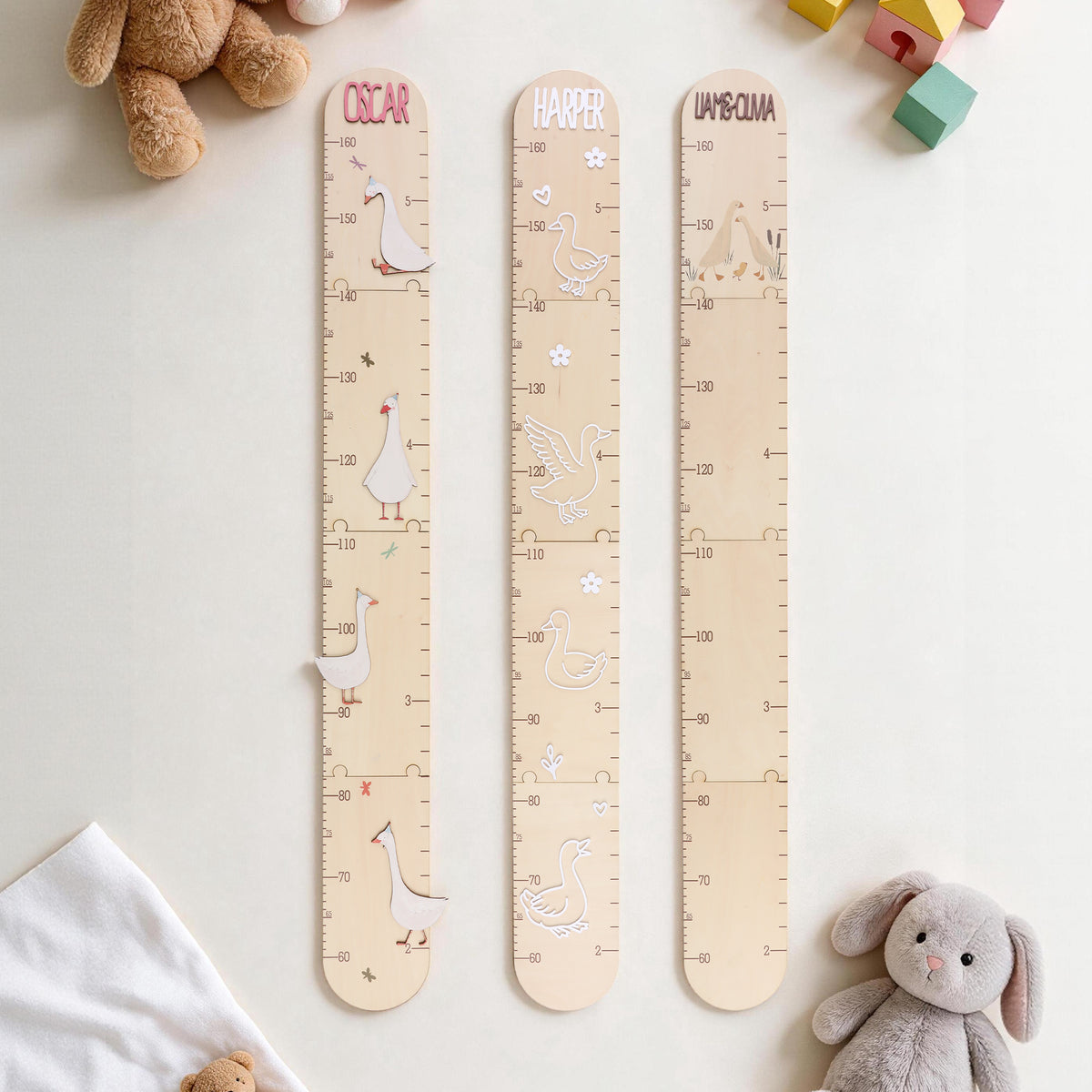 Personalized Cute Goose Baby Growth Chart Ruler with Name Nursery Baby Room Decor Birthday Gift for Baby Kid