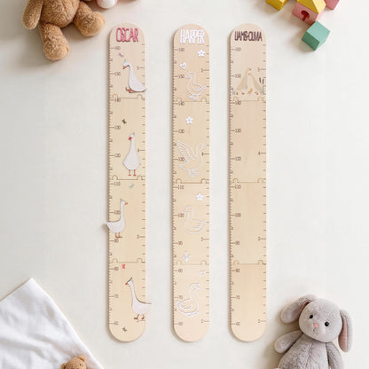 Personalized Cute Goose Baby Growth Chart Ruler with Name Nursery Baby Room Decor Birthday Gift for Baby Kid