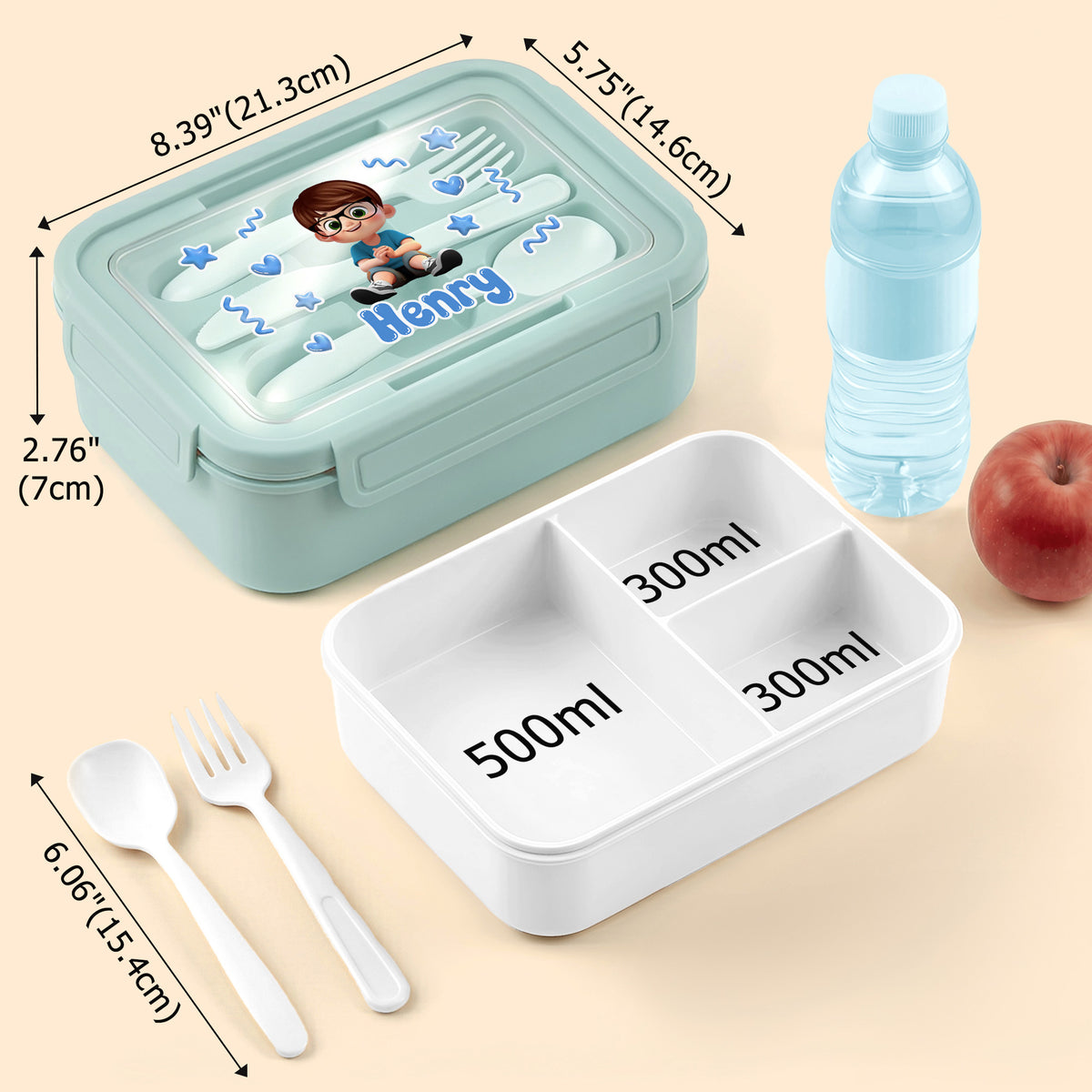Personalized Star Cartoon Character Microwavable Lunch Box with Name and Cutlery Picnic Outdoor Activity Use Back to School Gift for Students Kids