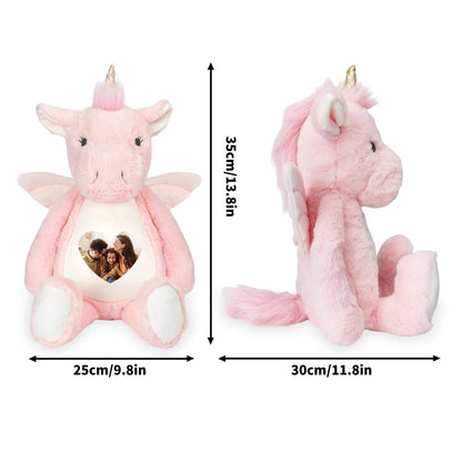 Personalized Cute Cartoon Bunny Bear Plush Toy with Heart Photo Daily Use Birthday Gift for Couple Kids
