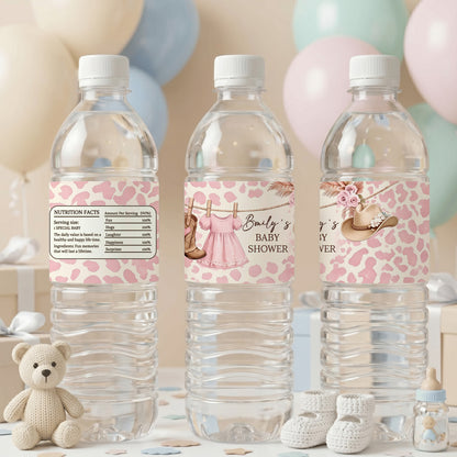 Personalized Leopard Print Baby Nutrition Facts Waterproof Water Bottle Labels Stickers with Name Set of 20  Baby Shower Party Gift for New Parents