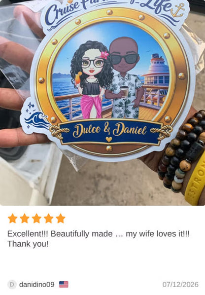 Personalized Cartoon Couple Character Cruise Fridge Magnet with Name Home Decor Birthday Summer Travel Gift for Couple Newlyweds - CALLIE