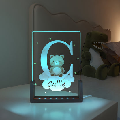 Personalized Animal LED Night Light with Name Acrylic Bedroom Lamp for Kids