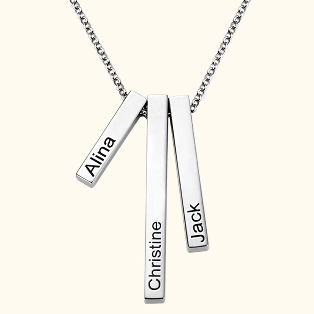 3D Triple Bar Name Necklace | Callie