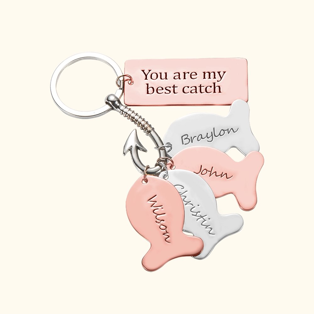Personalized Hook Keychain with Name Fish