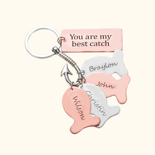 Personalized Hook Keychain with Name Fish