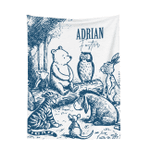 Personalized Vintage Classic Winnie the Pooh Friends Sketch Soft Throw Blanket with Name Baby Shower Birthday Gift for Newborns Kids - CALLIE