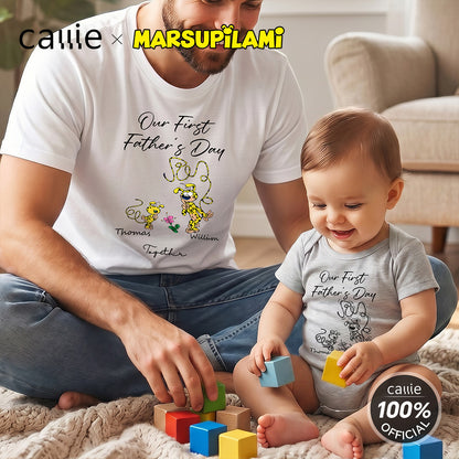 Personalized Leopard Marsupilami First Father's Day 100% Cotton T-shirt Baby Bodysuit with Name Father's Day Gift for Father | Callie × Marsupilami®