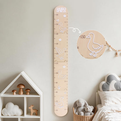 Personalized Cute Goose Baby Growth Chart Ruler with Name Nursery Baby Room Decor Birthday Gift for Baby Kid