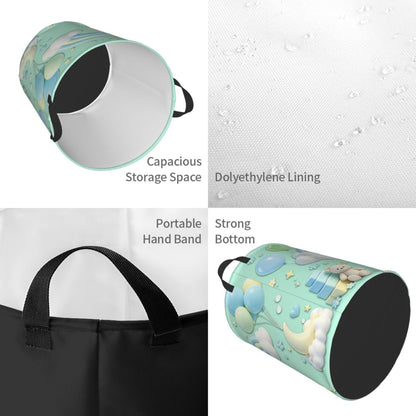 Personalized Cartoon Style Photo Waterproof Laundry Storage Basket with Name and Handles Room Decor Birthday Gift for Kids Boys Girls