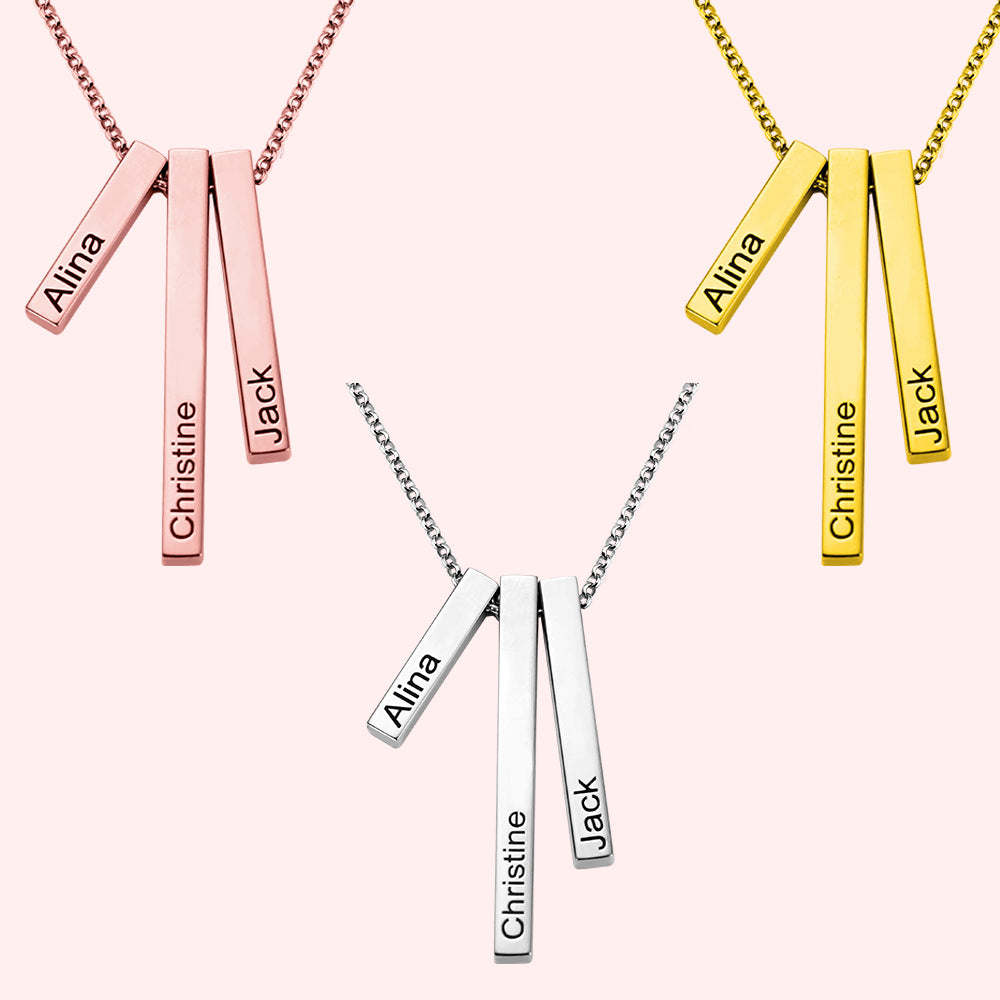 3D Triple Bar Name Necklace | Callie