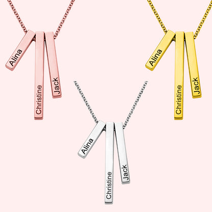 3D Triple Bar Name Necklace | Callie