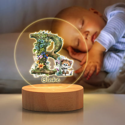 Personalized Jungle Animal Initial Acrylic Night Light with Name Bedroom Decor Baby Shower Gift for Babies Toddlers