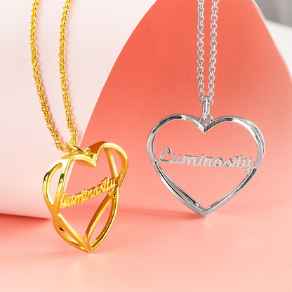 Personalized Heart Infinity Sterling Silver Necklace with Name Dainty Jewelry Birthday Valentine's Day Gift for Women