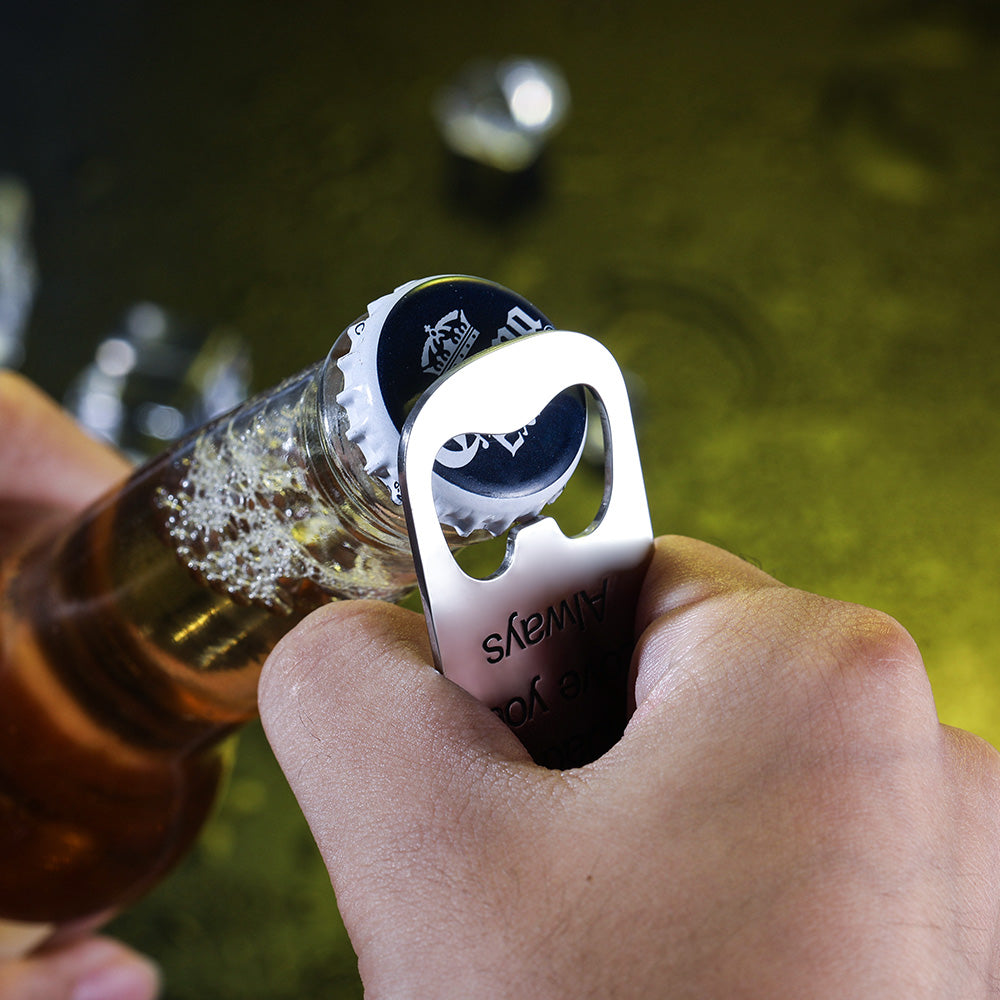 Personalized Bottle Opener Keychain with Text Father's Day Gift for Dad Grandpa