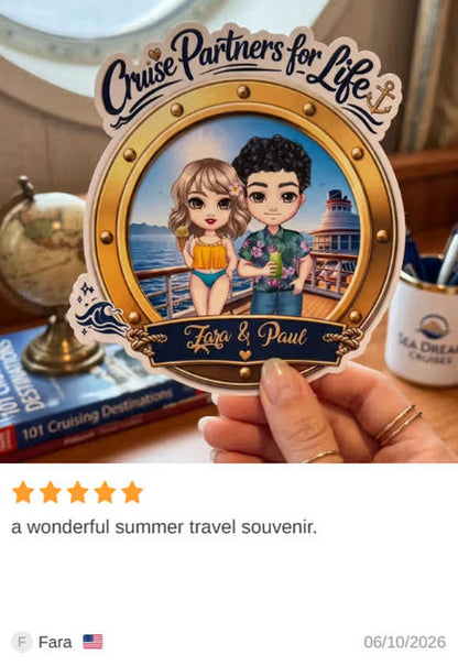 Personalized Cartoon Couple Character Cruise Fridge Magnet with Name Home Decor Birthday Summer Travel Gift for Couple Newlyweds - CALLIE
