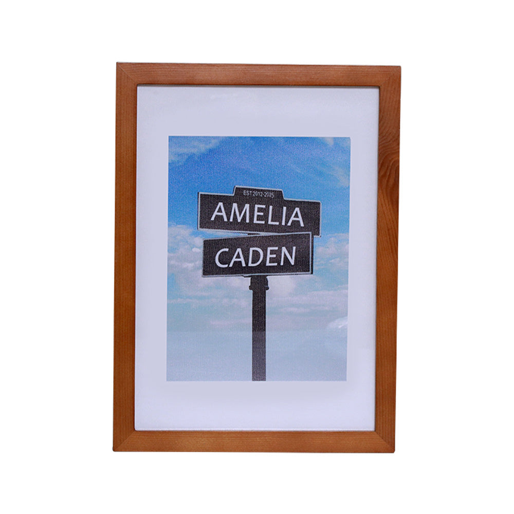 5 Year Anniversary Wood Frame Street Sign Painting with Double Names & Date