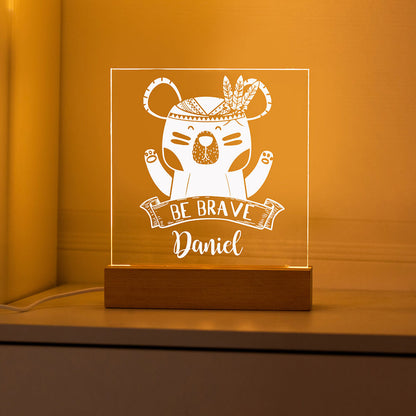 Personalised Be Brave Night Light for Childrn Engraved Name
