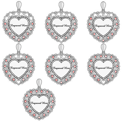 Mom or Grandma Heart Necklace with Kid's Birthstones and Engraving